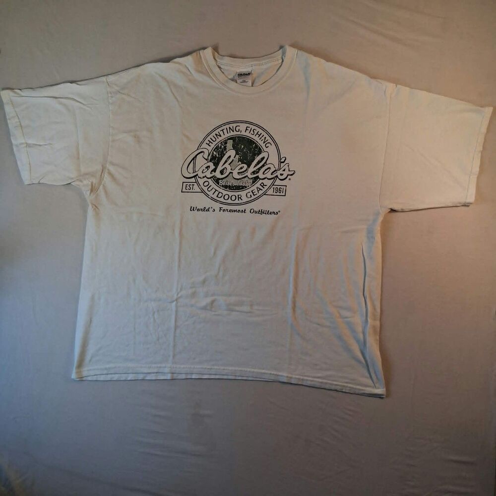 Vintage Gildan Cabelas Boise Idaho Outdoor Gear T Shirt Mens 3XL White Tee
